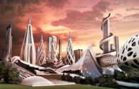 Futuristic city with an organic architectural design